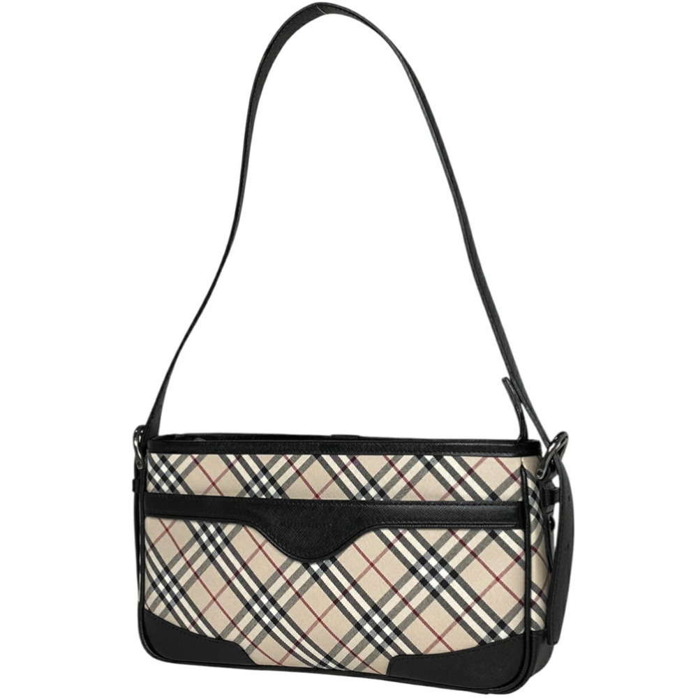 Burberry Check Shoulder Bag Hobo Handbag Canvas Beige Black - Picture 1 of 6